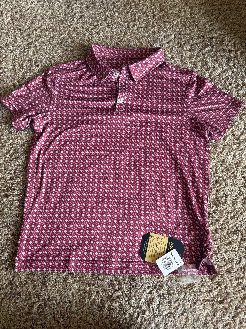 NWT YL BURLEBO maroon Texas polo